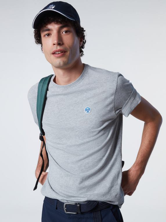 мајица са фластером сиви меланж одећу мушкарци PDV4J200 North Sails