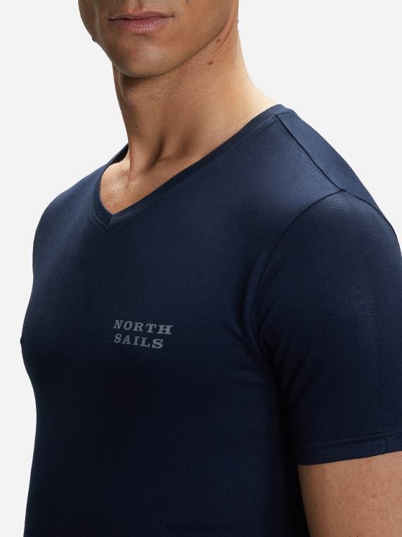 мајица са в-изрезом од бамбуса Морнарско плаво одећу мушкарци PDV4J496 North Sails