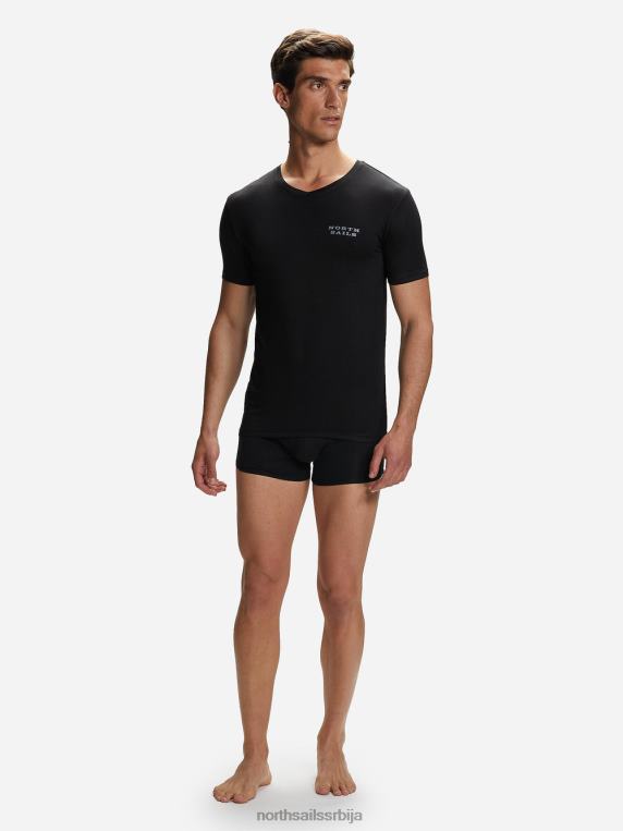 мајица са в-изрезом од бамбуса црн одећу мушкарци PDV4J497 North Sails