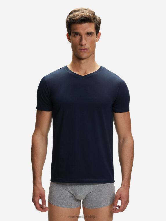памучна мајица са в-изрезом Морнарско плаво одећу мушкарци PDV4J502 North Sails