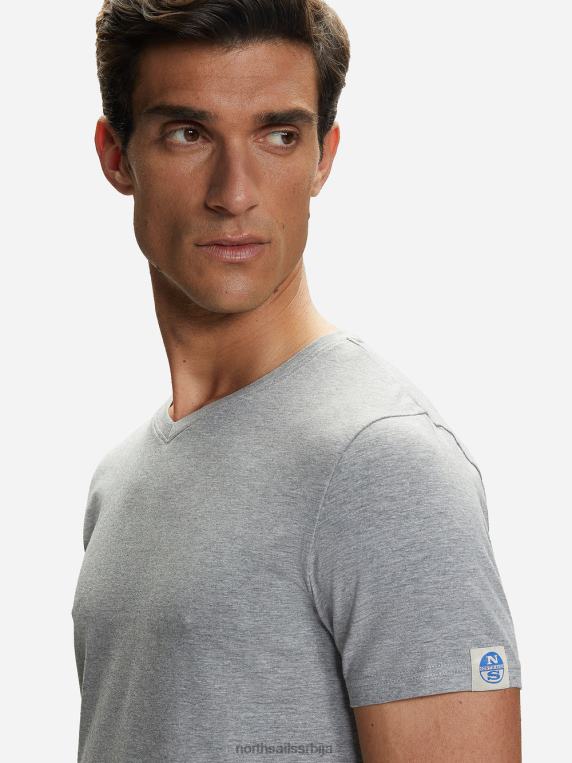 памучна мајица са в-изрезом сиви меланж одећу мушкарци PDV4J503 North Sails