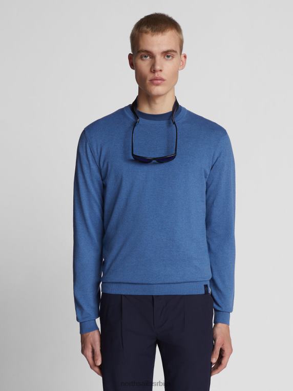 памучни џемпер плави меланж одећу мушкарци PDV4J1064 North Sails