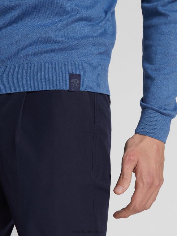 памучни џемпер плави меланж одећу мушкарци PDV4J1064 North Sails