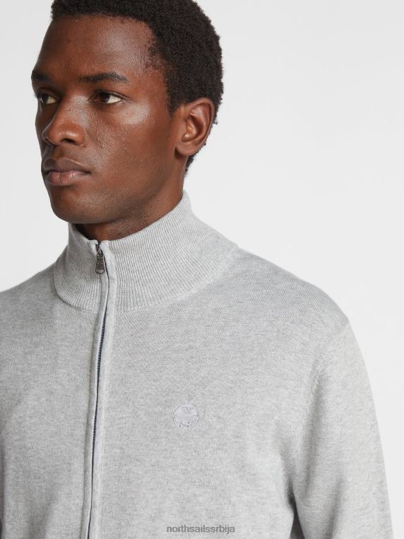 кардиган са високим изрезом сиви меланж одећу мушкарци PDV4J1067 North Sails