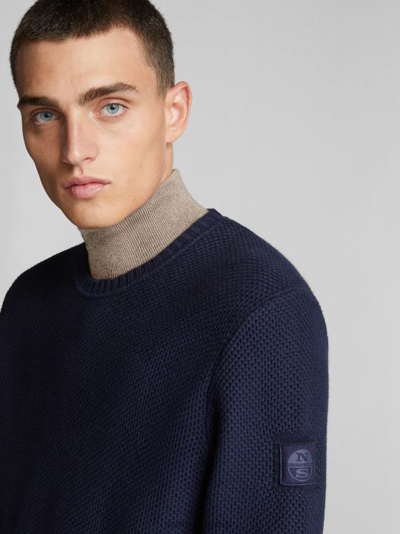џемпер од памука и вуне Морнарско плаво одећу мушкарци PDV4J1309 North Sails