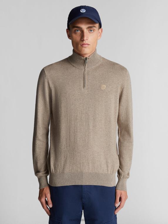 џемпер са рајсфершлусом фосилни меланж одећу мушкарци PDV4J1318 North Sails