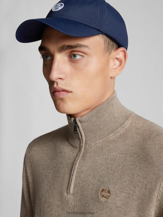 џемпер са рајсфершлусом фосилни меланж одећу мушкарци PDV4J1318 North Sails