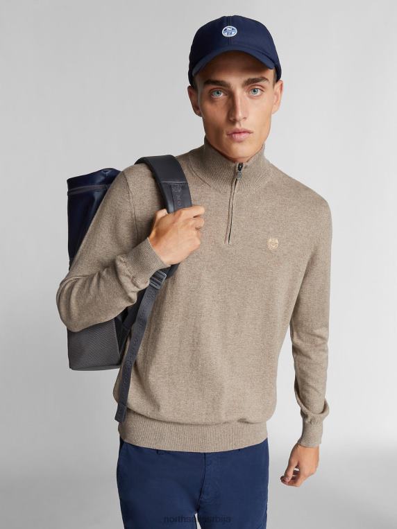 џемпер са рајсфершлусом фосилни меланж одећу мушкарци PDV4J1318 North Sails