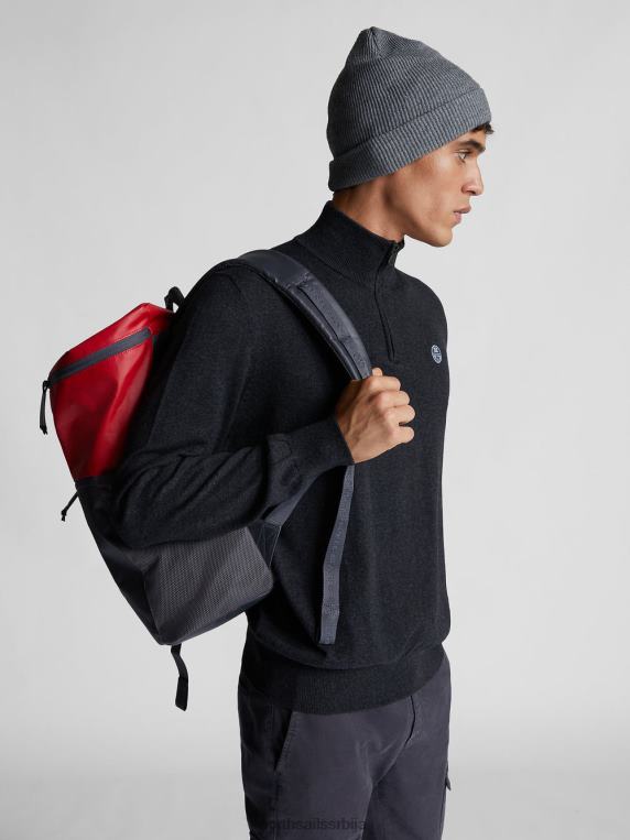 џемпер са рајсфершлусом тамно сиви меланж одећу мушкарци PDV4J1321 North Sails