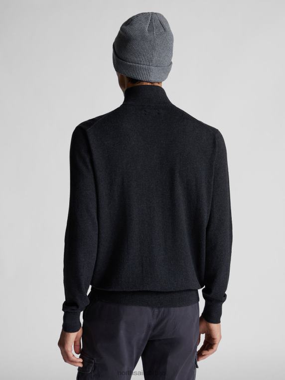 џемпер са рајсфершлусом тамно сиви меланж одећу мушкарци PDV4J1321 North Sails