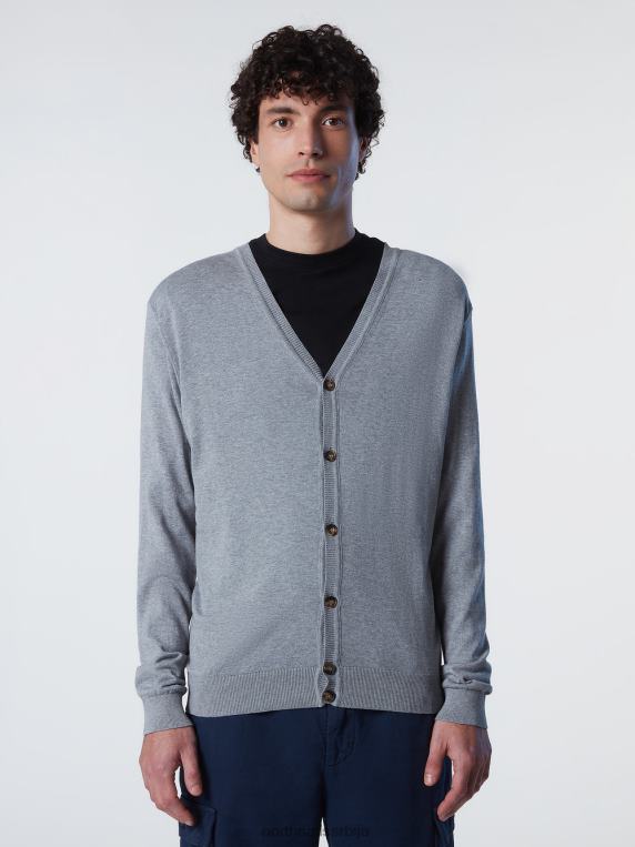 кардиган од органског памука сиви меланж одећу мушкарци PDV4J241 North Sails