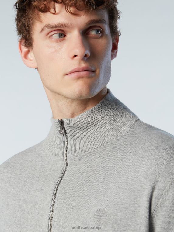 кардиган са пуним патентним затварачем сиви меланж одећу мушкарци PDV4J251 North Sails