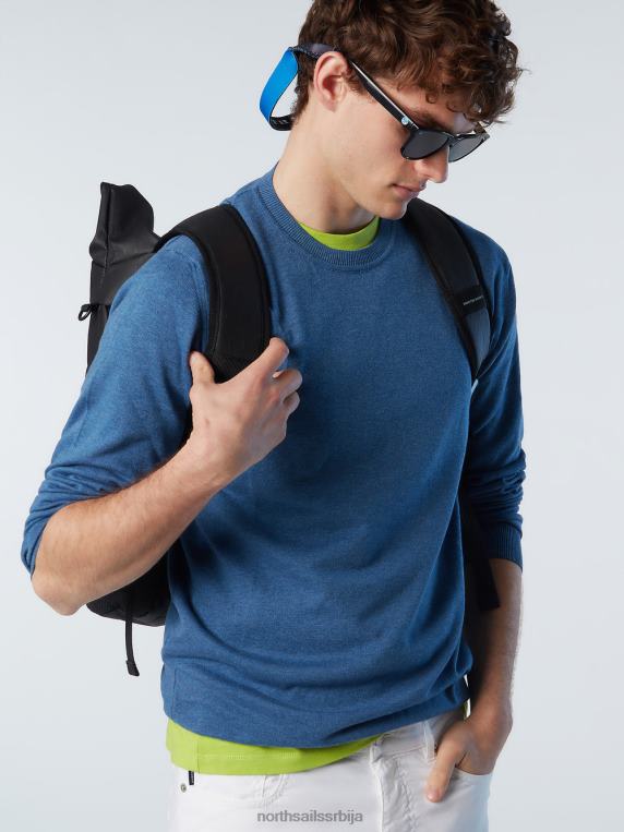 џемпер са округлим изрезом нов плави меланж одећу мушкарци PDV4J253 North Sails