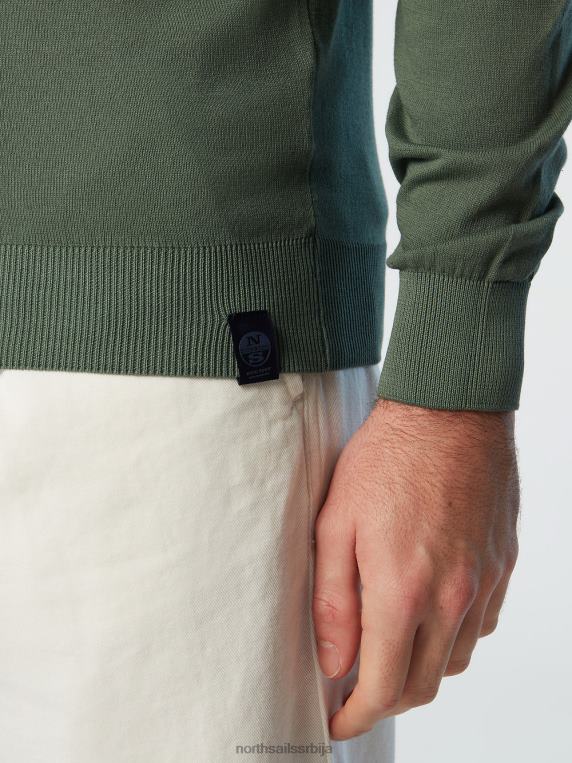 џемпер са округлим изрезом нов војнички зелени одећу мушкарци PDV4J255 North Sails