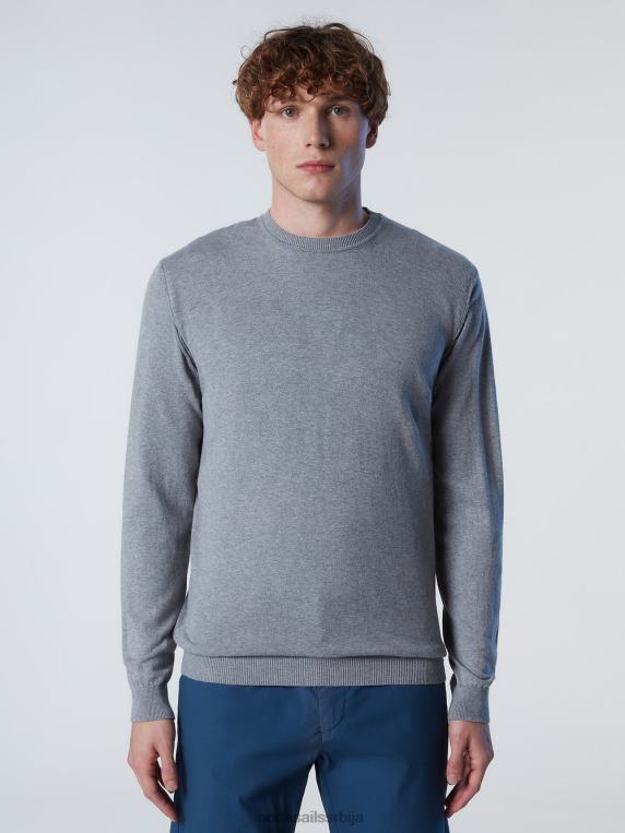 џемпер са округлим изрезом нов сиви меланж одећу мушкарци PDV4J257 North Sails
