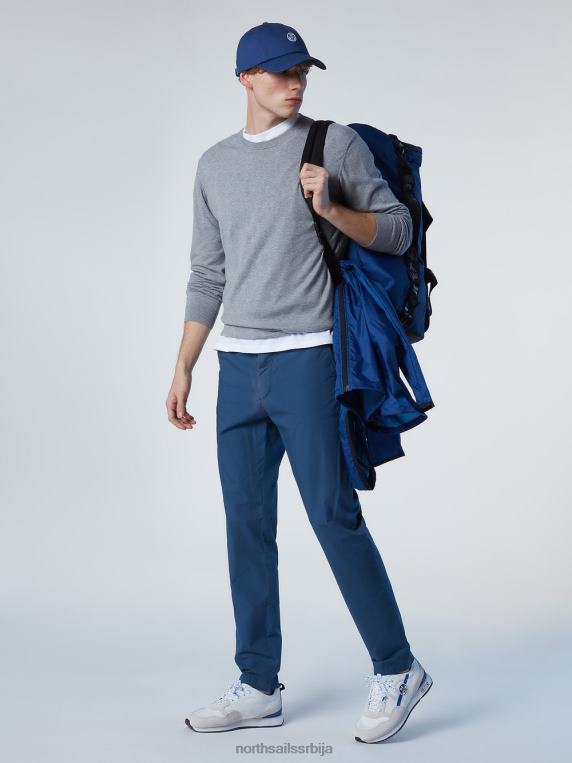 џемпер са округлим изрезом нов сиви меланж одећу мушкарци PDV4J257 North Sails