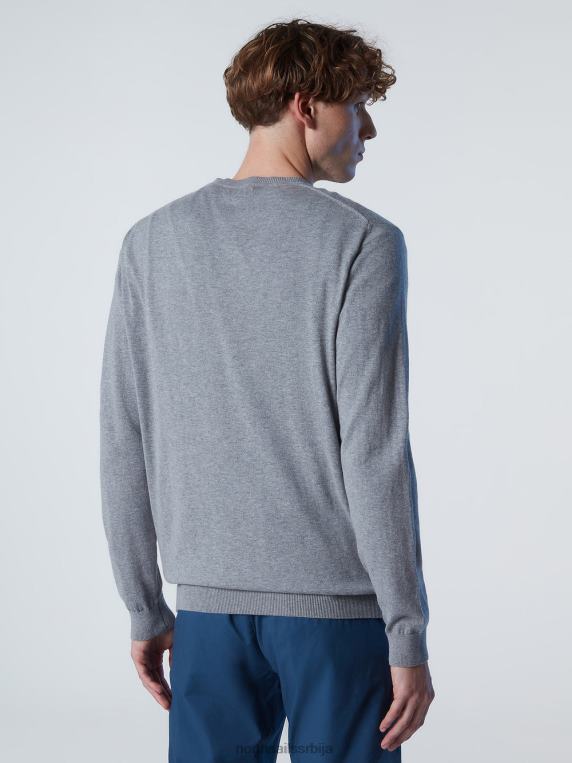 џемпер са округлим изрезом нов сиви меланж одећу мушкарци PDV4J257 North Sails