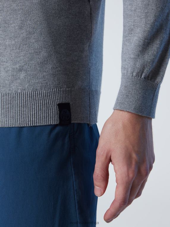 џемпер са округлим изрезом нов сиви меланж одећу мушкарци PDV4J257 North Sails