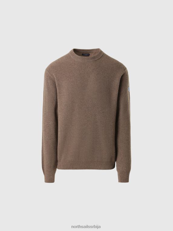 џемпер са округлим изрезом нов фосилни меланж одећу мушкарци PDV4J677 North Sails