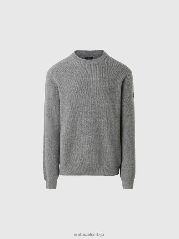 џемпер са округлим изрезом нов сиви меланж одећу мушкарци PDV4J681 North Sails