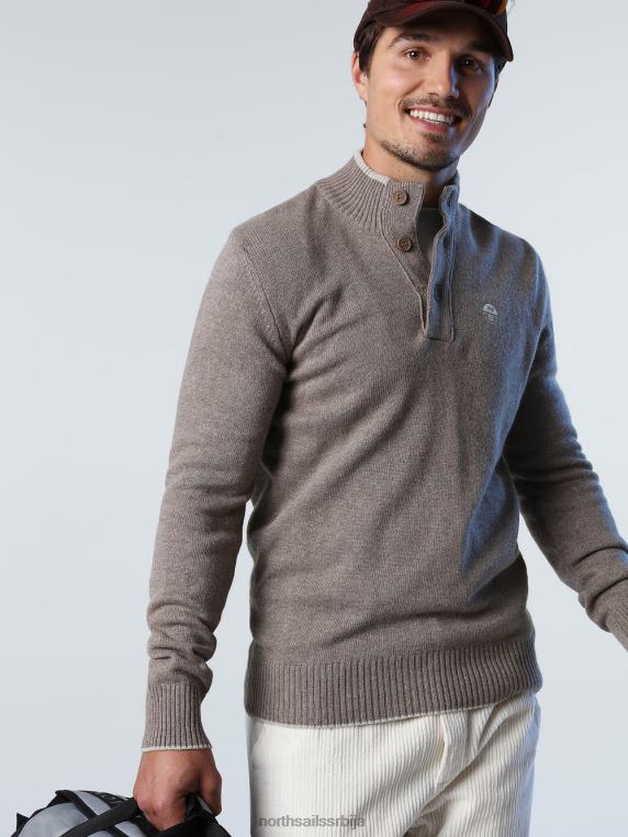 џемпер са дугмадима фосилни меланж одећу мушкарци PDV4J725 North Sails