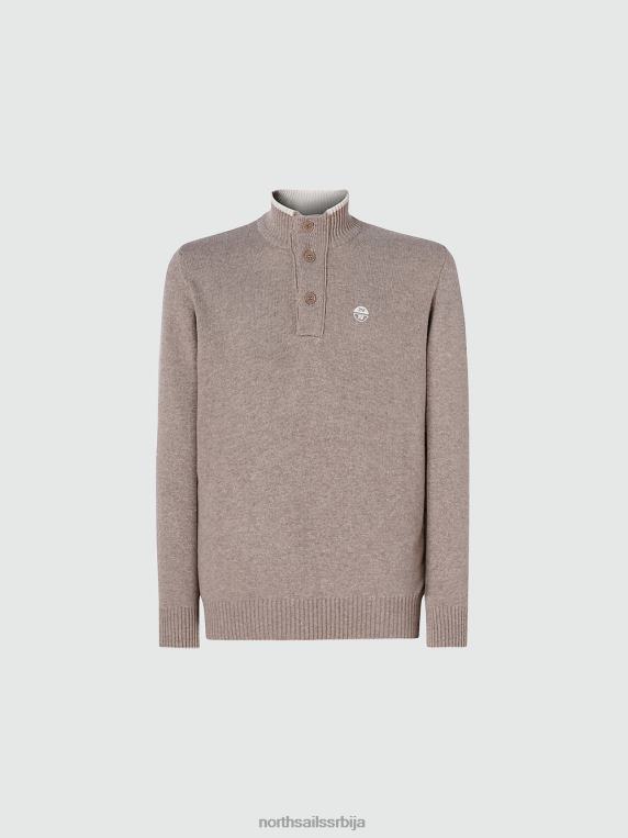 џемпер са дугмадима фосилни меланж одећу мушкарци PDV4J725 North Sails