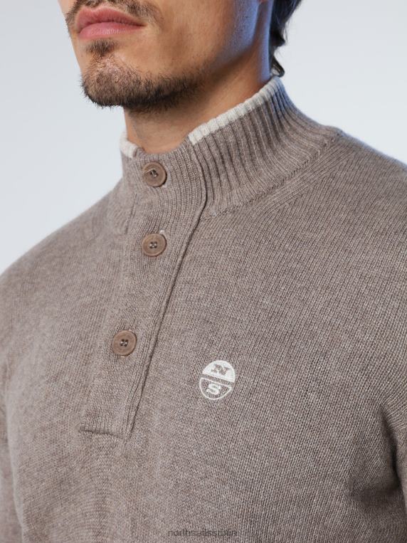 џемпер са дугмадима фосилни меланж одећу мушкарци PDV4J725 North Sails