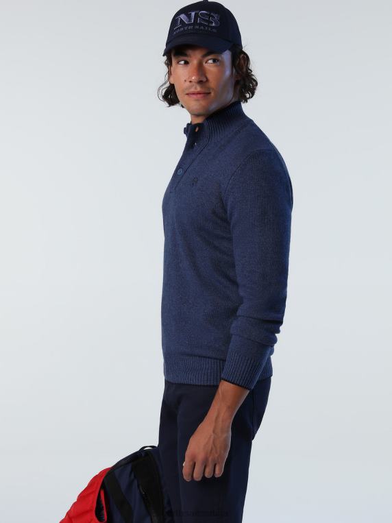 џемпер са дугмадима кинеско плави меланж одећу мушкарци PDV4J727 North Sails