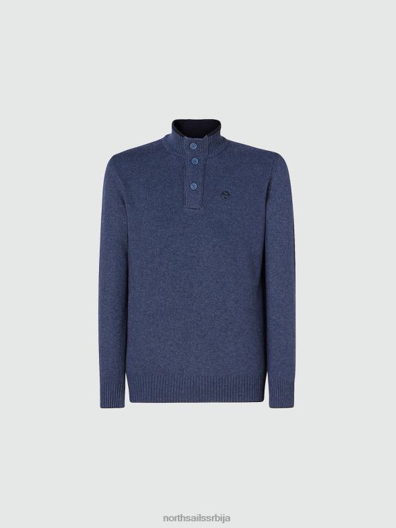 џемпер са дугмадима кинеско плави меланж одећу мушкарци PDV4J727 North Sails