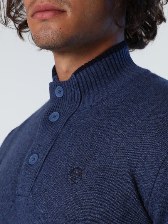 џемпер са дугмадима кинеско плави меланж одећу мушкарци PDV4J727 North Sails