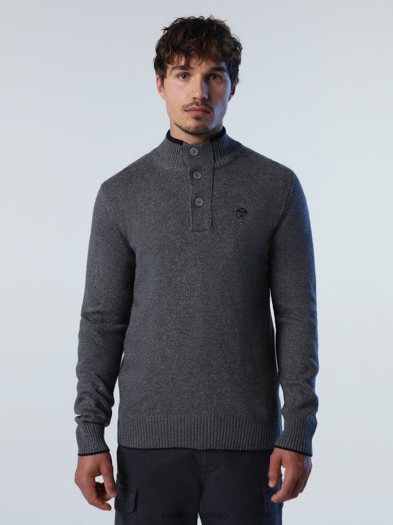 џемпер са дугмадима средње сиви меланж одећу мушкарци PDV4J729 North Sails