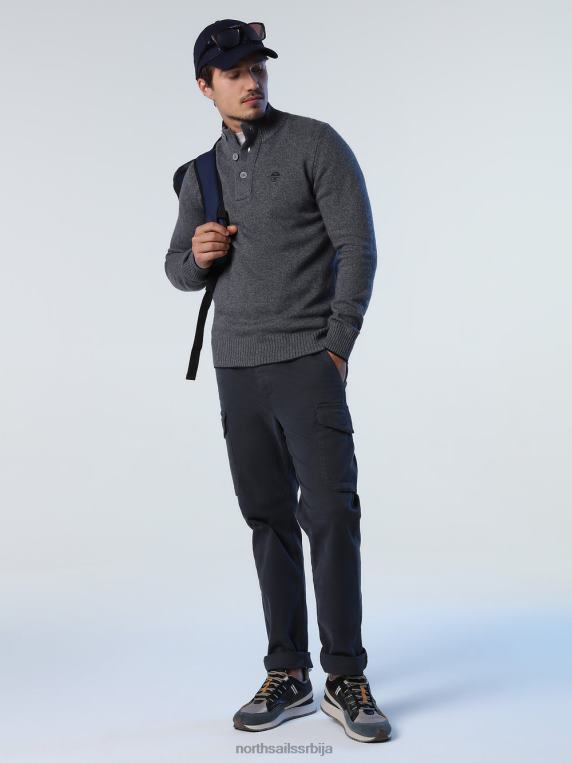 џемпер са дугмадима средње сиви меланж одећу мушкарци PDV4J729 North Sails