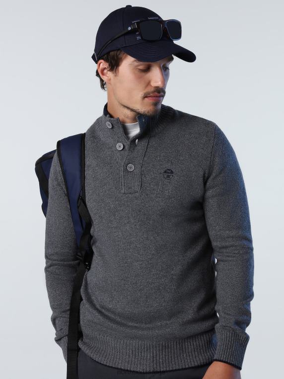 џемпер са дугмадима средње сиви меланж одећу мушкарци PDV4J729 North Sails