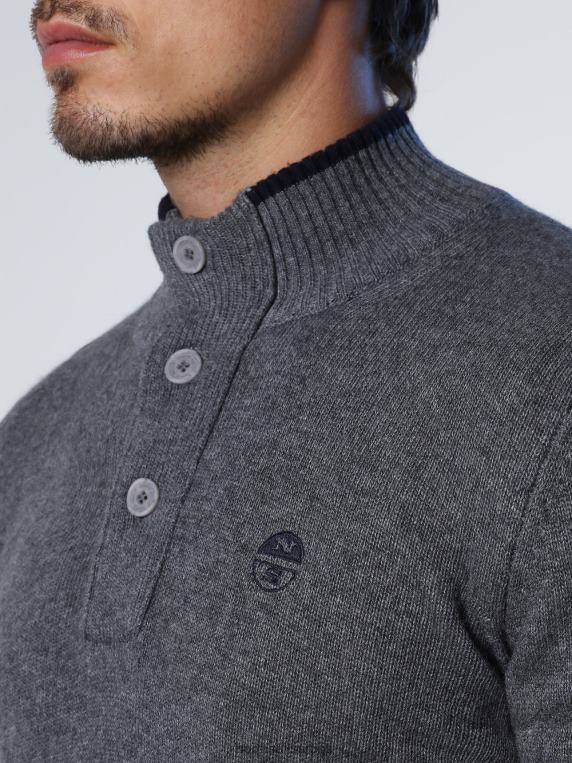 џемпер са дугмадима средње сиви меланж одећу мушкарци PDV4J729 North Sails