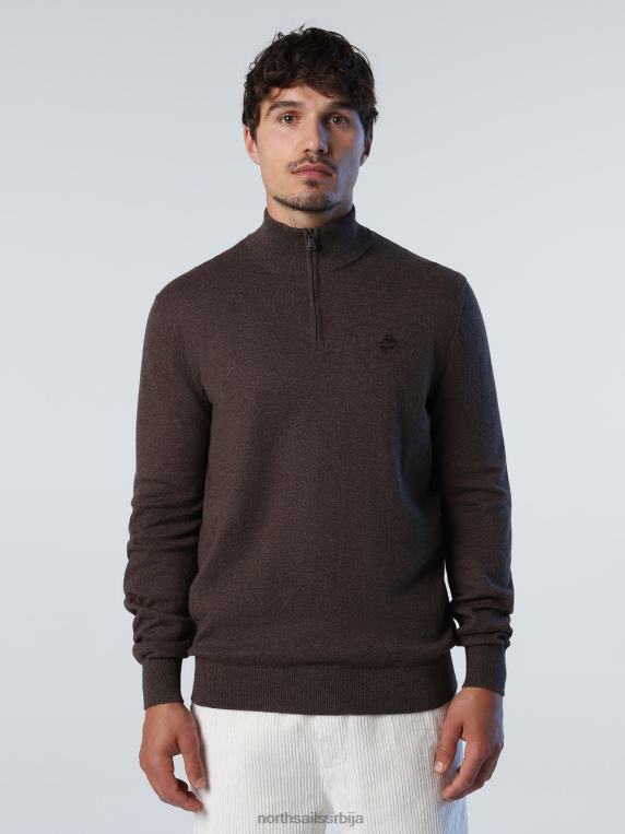 џемпер са рајсфершлусом какао меланж одећу мушкарци PDV4J730 North Sails