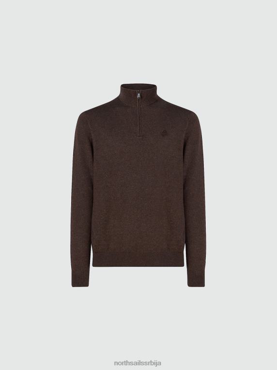 џемпер са рајсфершлусом какао меланж одећу мушкарци PDV4J730 North Sails