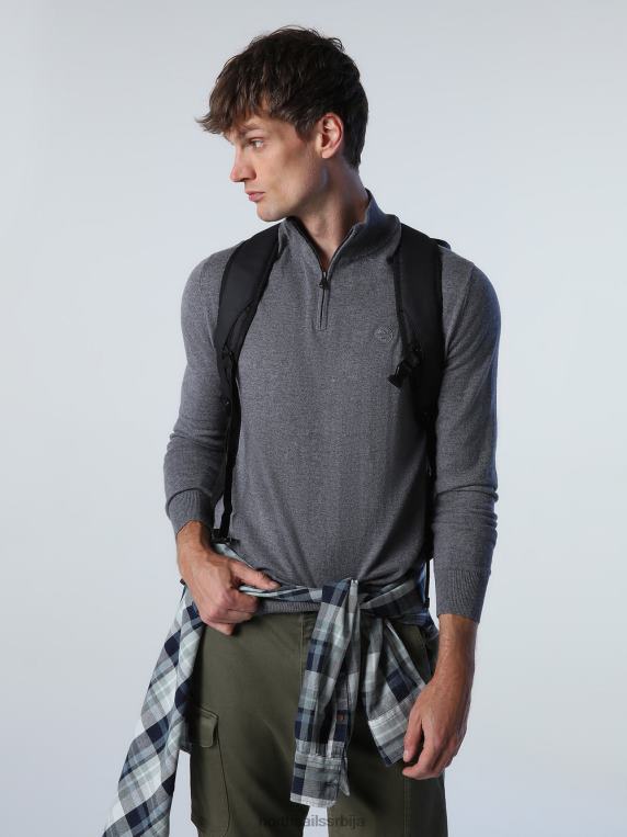 џемпер са рајсфершлусом средње сиви меланж одећу мушкарци PDV4J732 North Sails