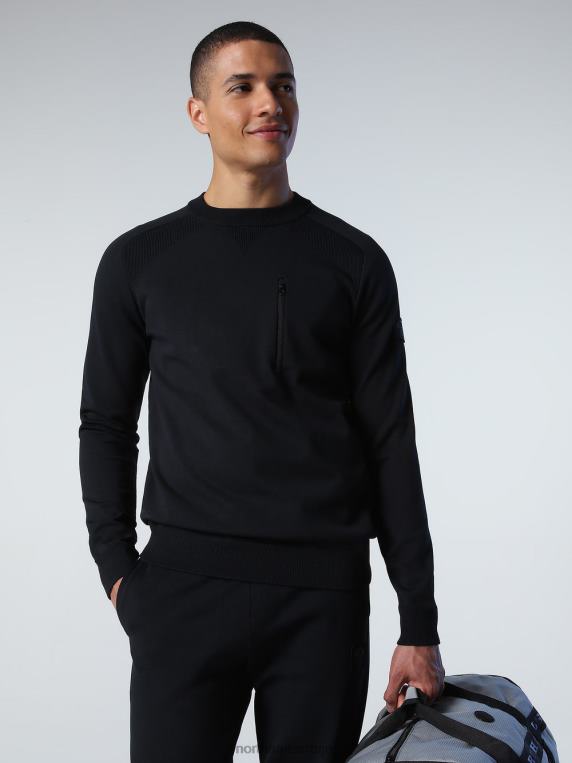 џемпер од рециклираног полиестера црн одећу мушкарци PDV4J764 North Sails