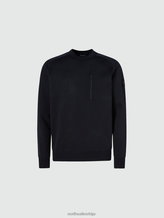 џемпер од рециклираног полиестера црн одећу мушкарци PDV4J764 North Sails