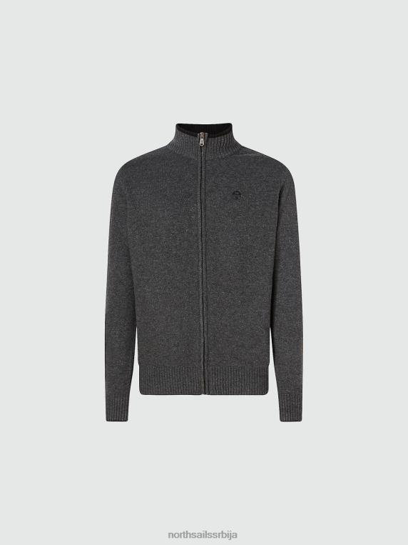 кардиган од еко кашмира тамно сиви меланж одећу мушкарци PDV4J767 North Sails