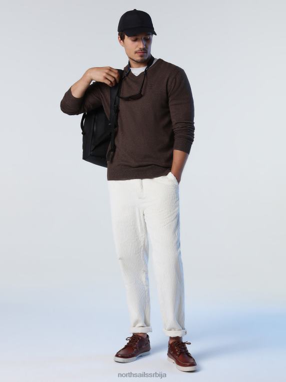 џемпер с в-изрезом какао меланж одећу мушкарци PDV4J775 North Sails