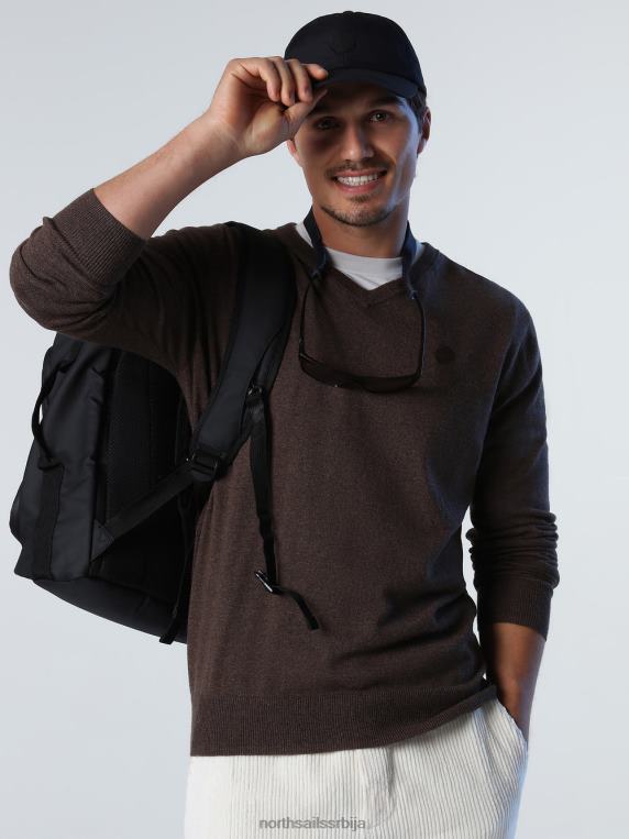 џемпер с в-изрезом какао меланж одећу мушкарци PDV4J775 North Sails