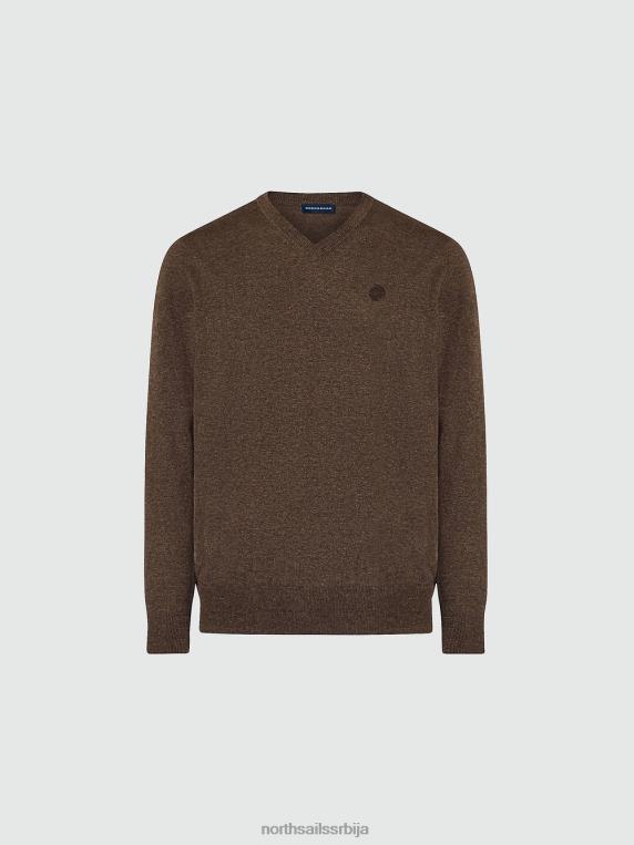 џемпер с в-изрезом какао меланж одећу мушкарци PDV4J775 North Sails