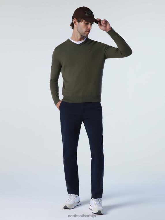 џемпер с в-изрезом бршљан зелен одећу мушкарци PDV4J776 North Sails