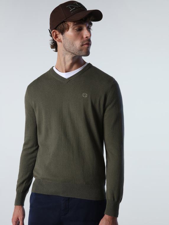 џемпер с в-изрезом бршљан зелен одећу мушкарци PDV4J776 North Sails