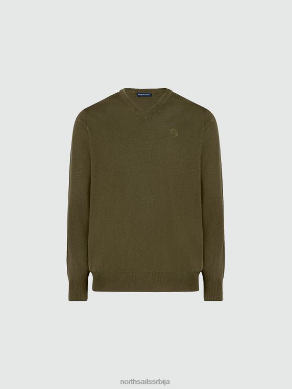 џемпер с в-изрезом бршљан зелен одећу мушкарци PDV4J776 North Sails