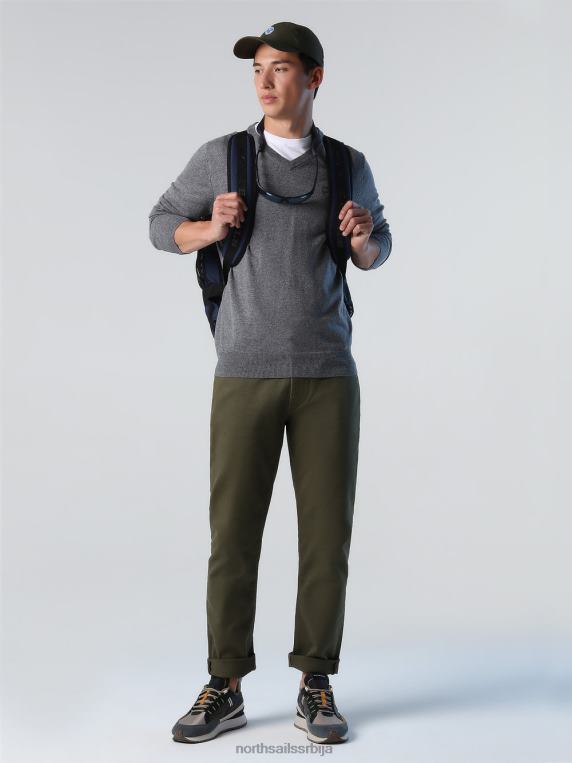 џемпер с в-изрезом средње сиви меланж одећу мушкарци PDV4J779 North Sails