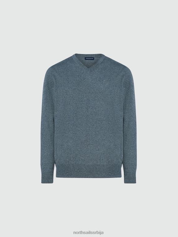 џемпер с в-изрезом средње сиви меланж одећу мушкарци PDV4J779 North Sails