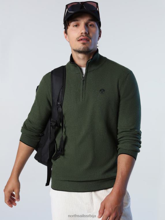 џемпер од еко кашмира бршљан зелен одећу мушкарци PDV4J793 North Sails