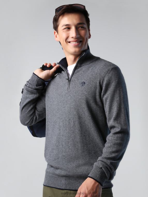 џемпер од еко кашмира средње сиви меланж одећу мушкарци PDV4J795 North Sails